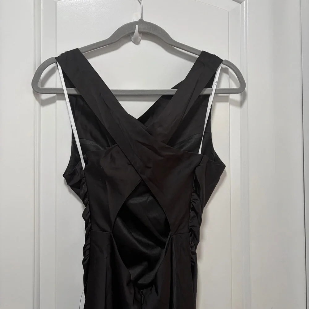 Lulus Effortlessly Sensational NWT size Large Black Satin Backless Maxi Dress - Picture 7 of 13